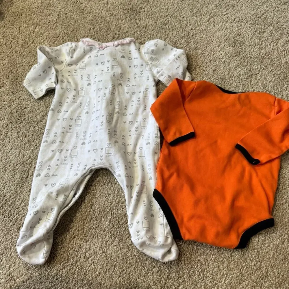 2 Piece LOT of Baby Girl Size 3-6 Months My First Halloween Bodysuit & Outfit